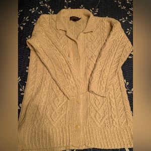 Eddie Bauer tan cable knit cardigan